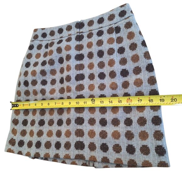 Boden British Tweed by Moon Blue Brown Wool Skirt UK8S US4S Polka Dot Pockets - Picture 9 of 16